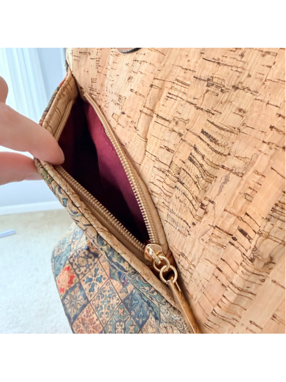 London Cork Backpack Mediterranean Style Tile Pattern - Picture 6 of 14